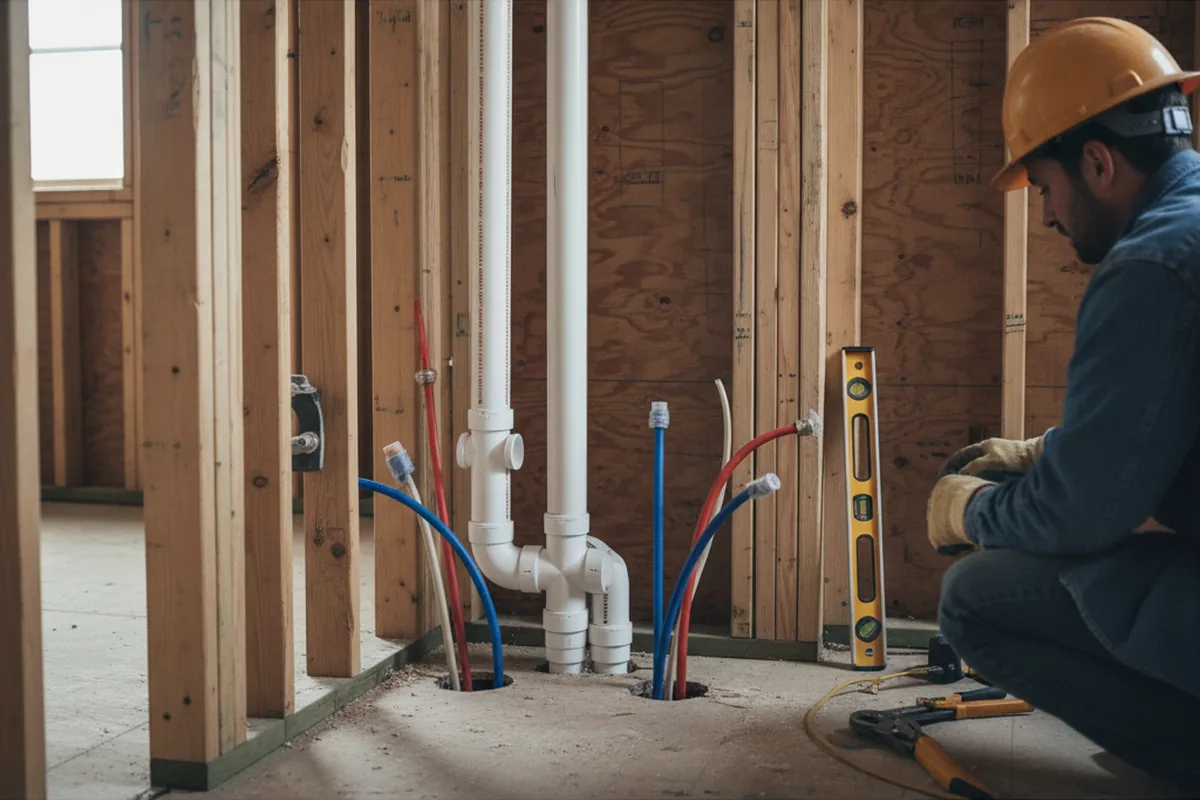 Drain and supply rough-in during Garbage Disposal Repair in Redmond